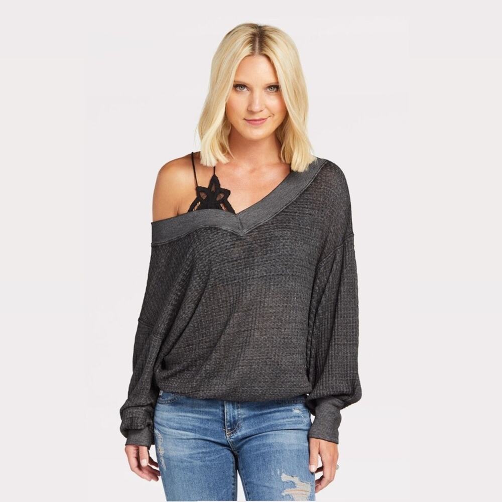 We the free southside thermal waffle knit slouchy top XS